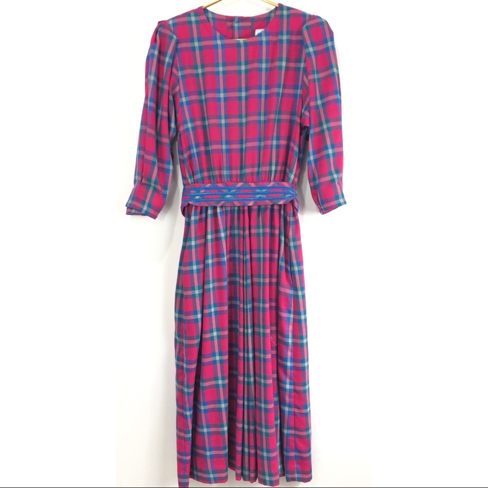 Vintage Lanz Originals Windowpane Plaid Dress